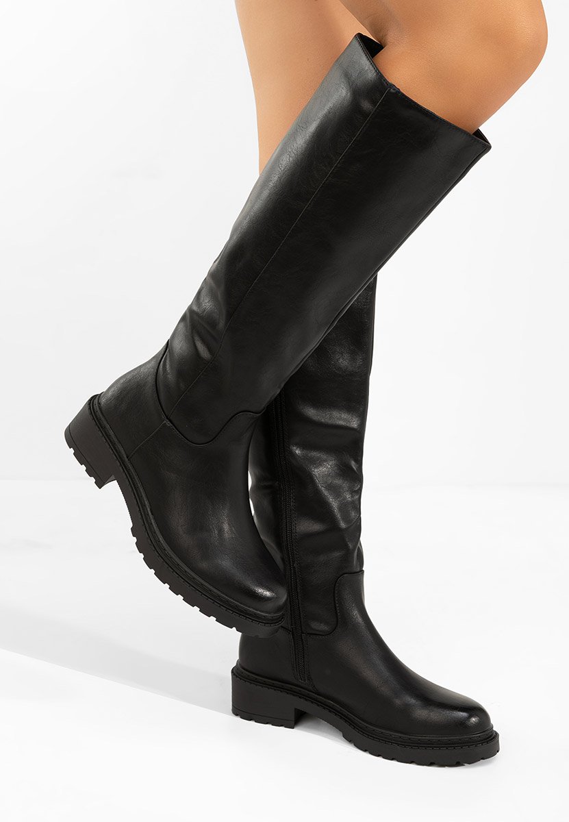 Černé kozačky nad koleno Nadina