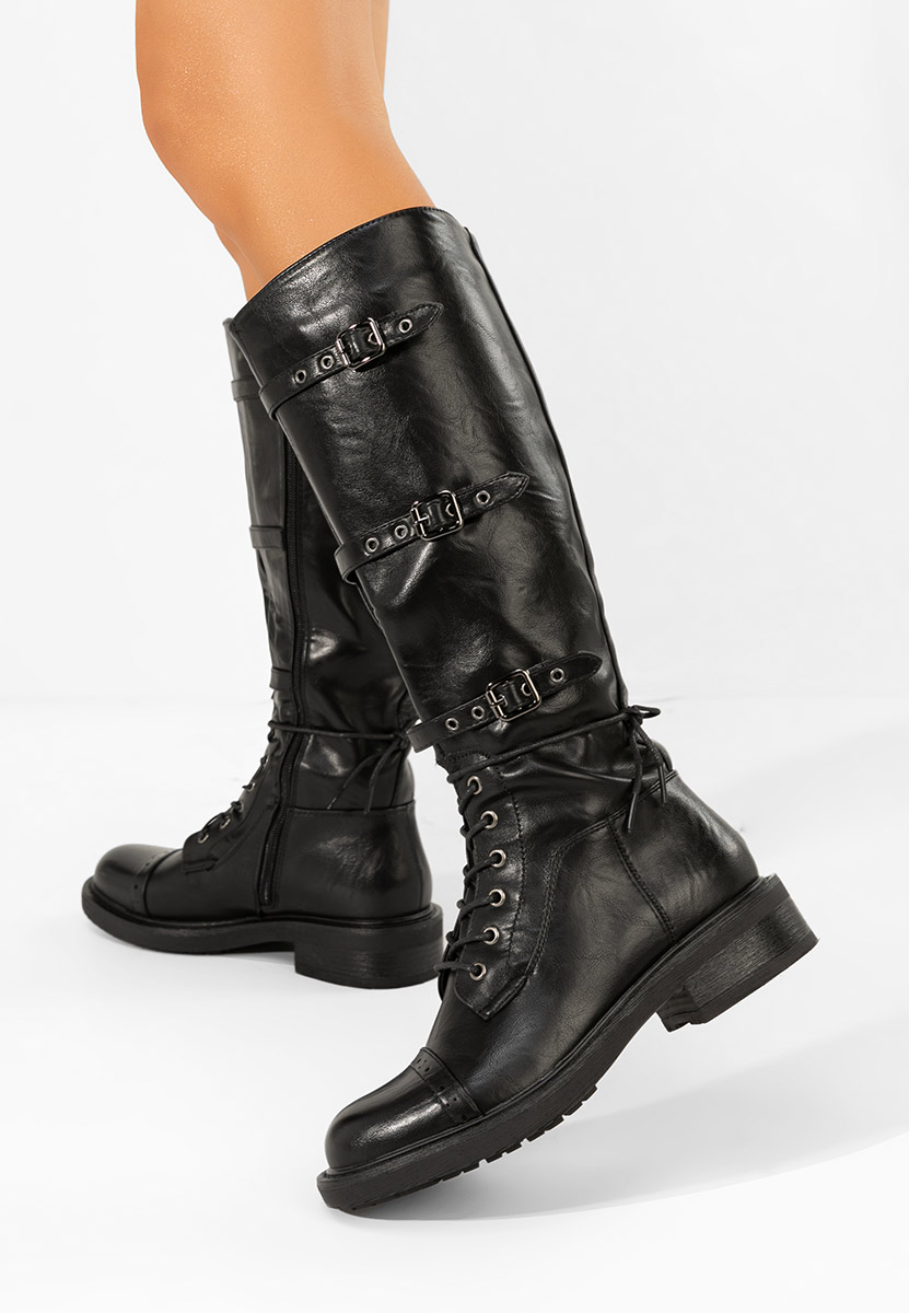 Černé šněrovací kozačky Frosina Černé šněrovací kozačky Frosina