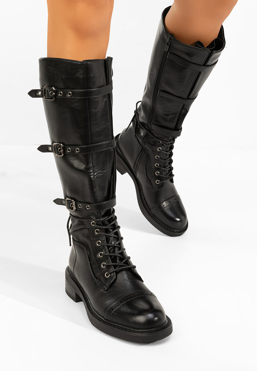 Černé šněrovací kozačky Frosina Černé šněrovací kozačky Frosina