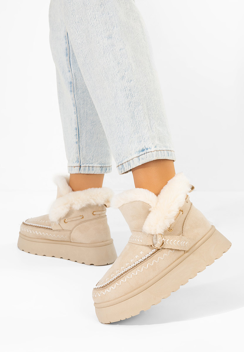 Béžové kotníkové zimní boty Tavoria