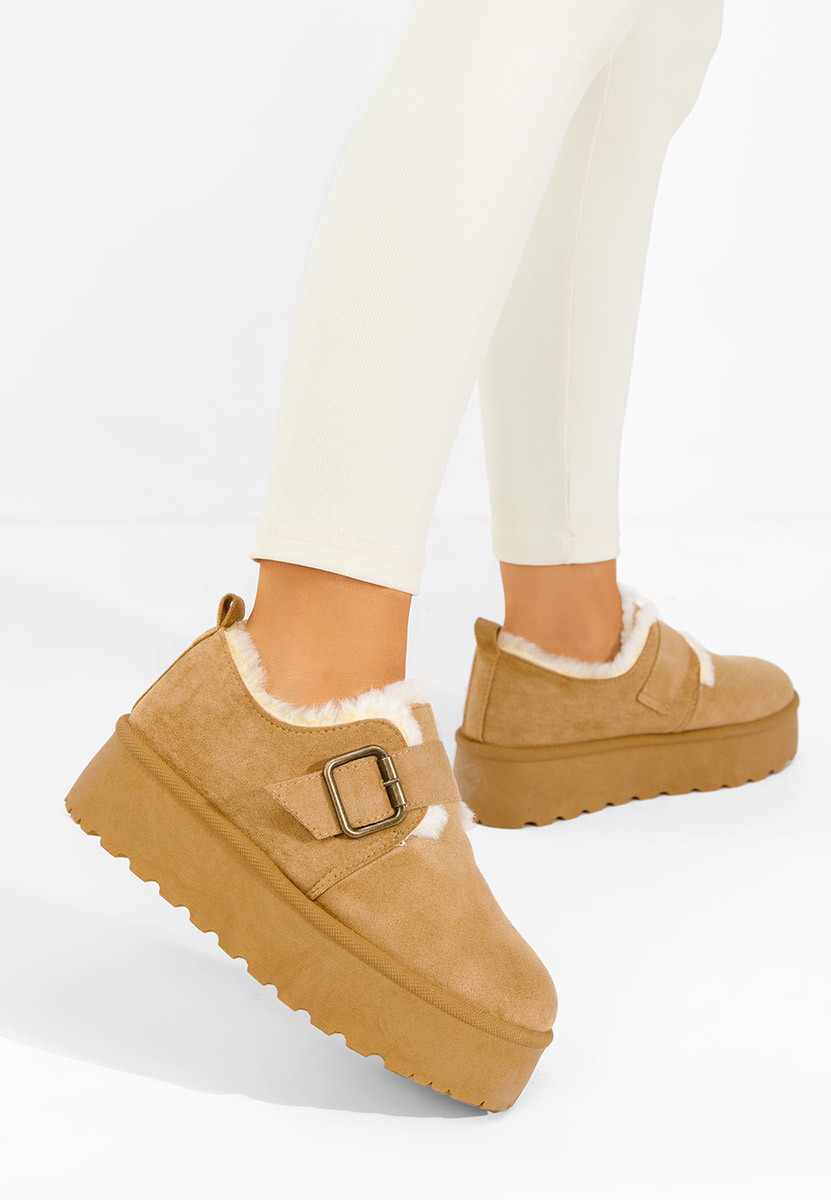 Camelové kotníkové zimní boty Suzie