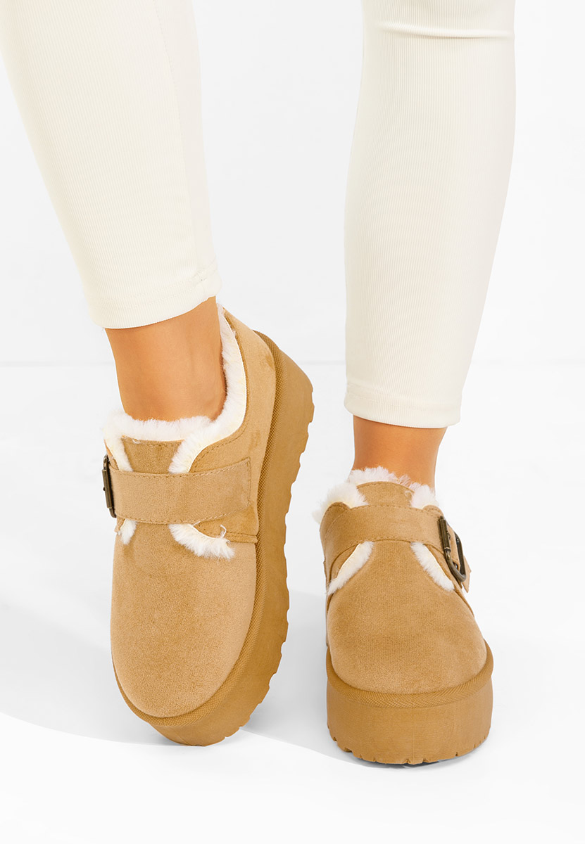 Camelové kotníkové zimní boty Suzie