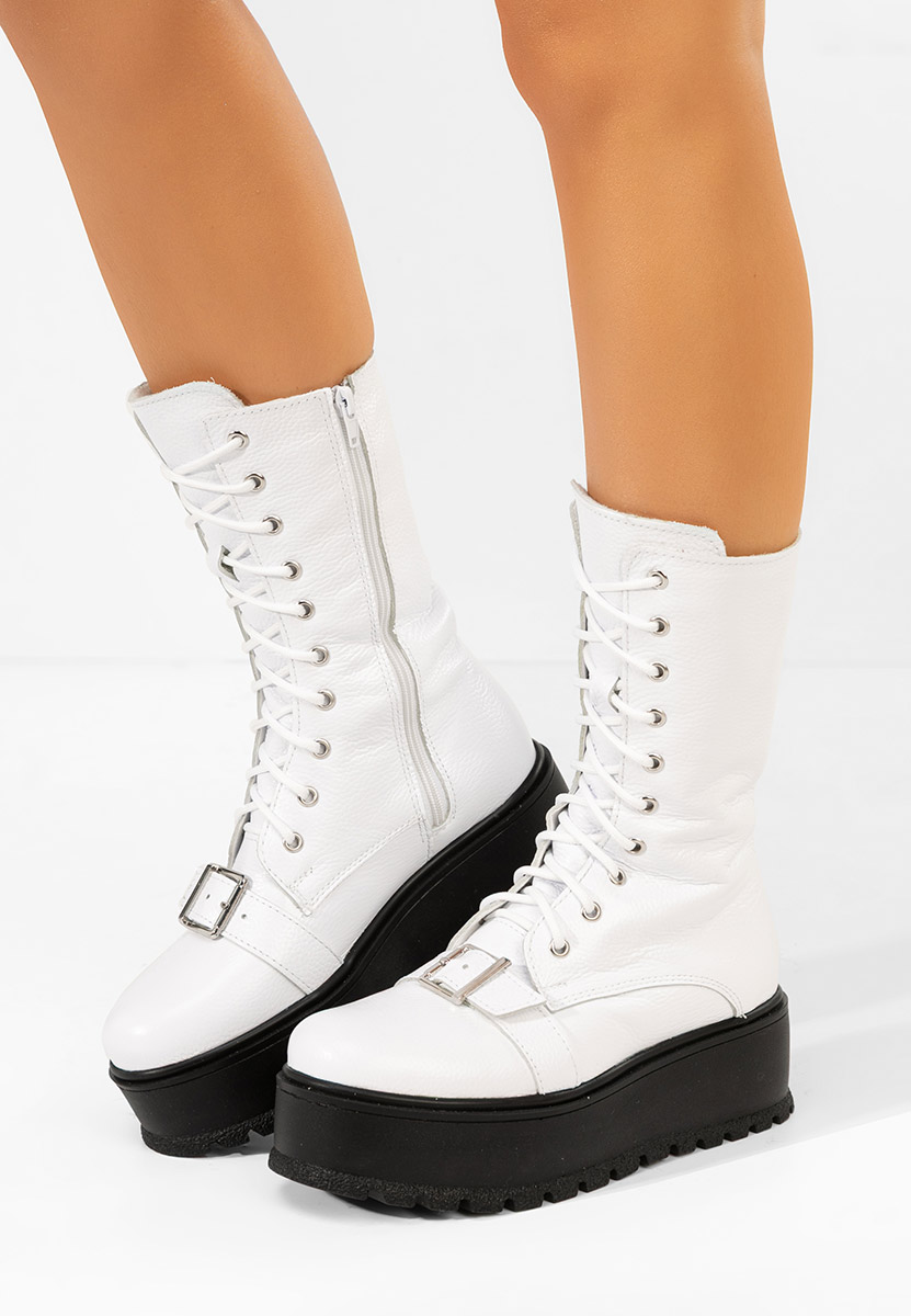 Bílé kožené kotníkové boty Sorelia