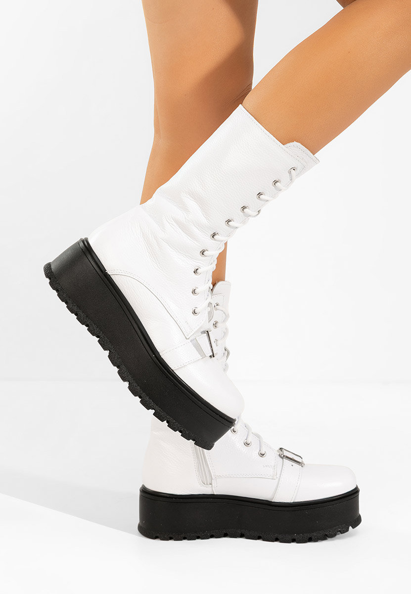 Bílé kožené kotníkové boty Sorelia