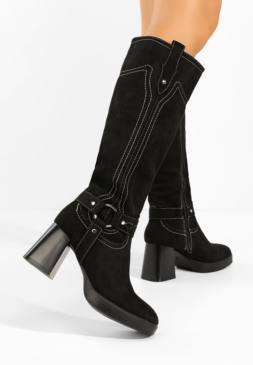 Černé vysoké kozačky Lionia