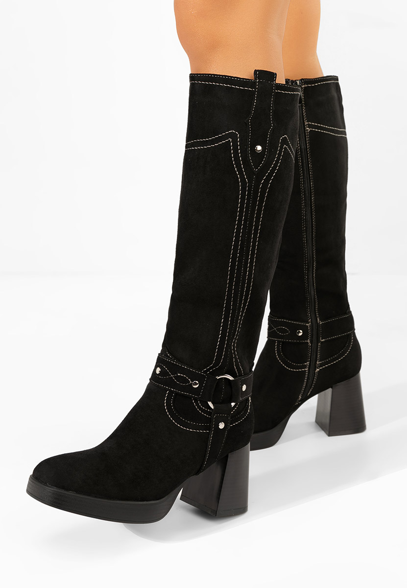 Černé vysoké kozačky Lionia