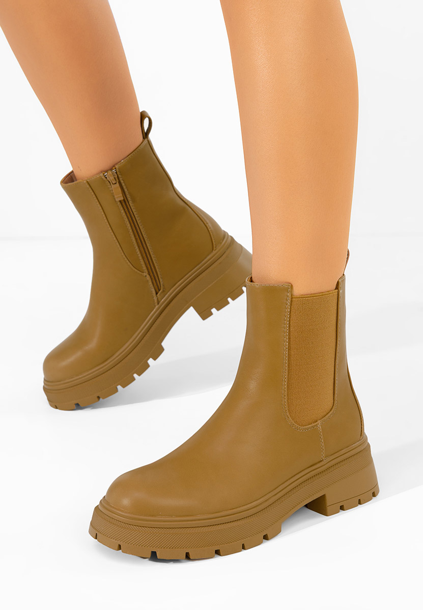 Khaki dámské chelsea boty Novria