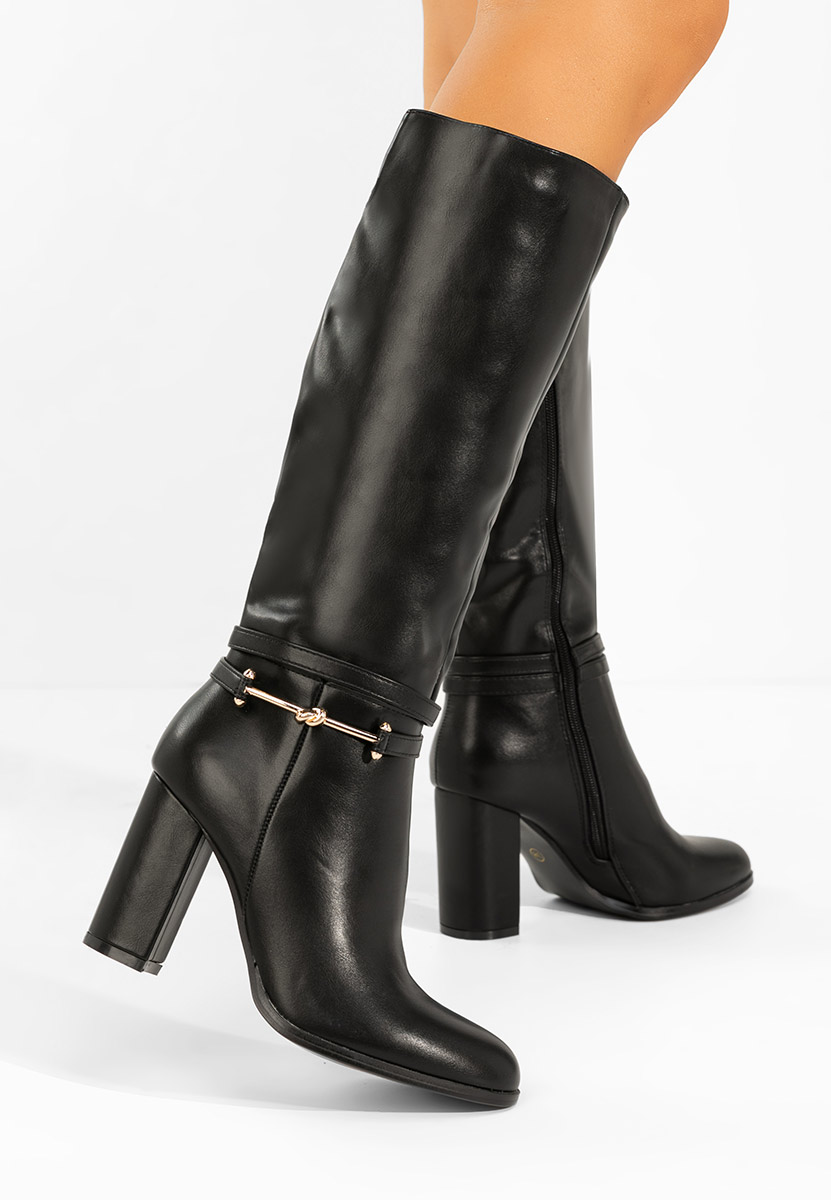 Černé kozačky na podpatku Dresara