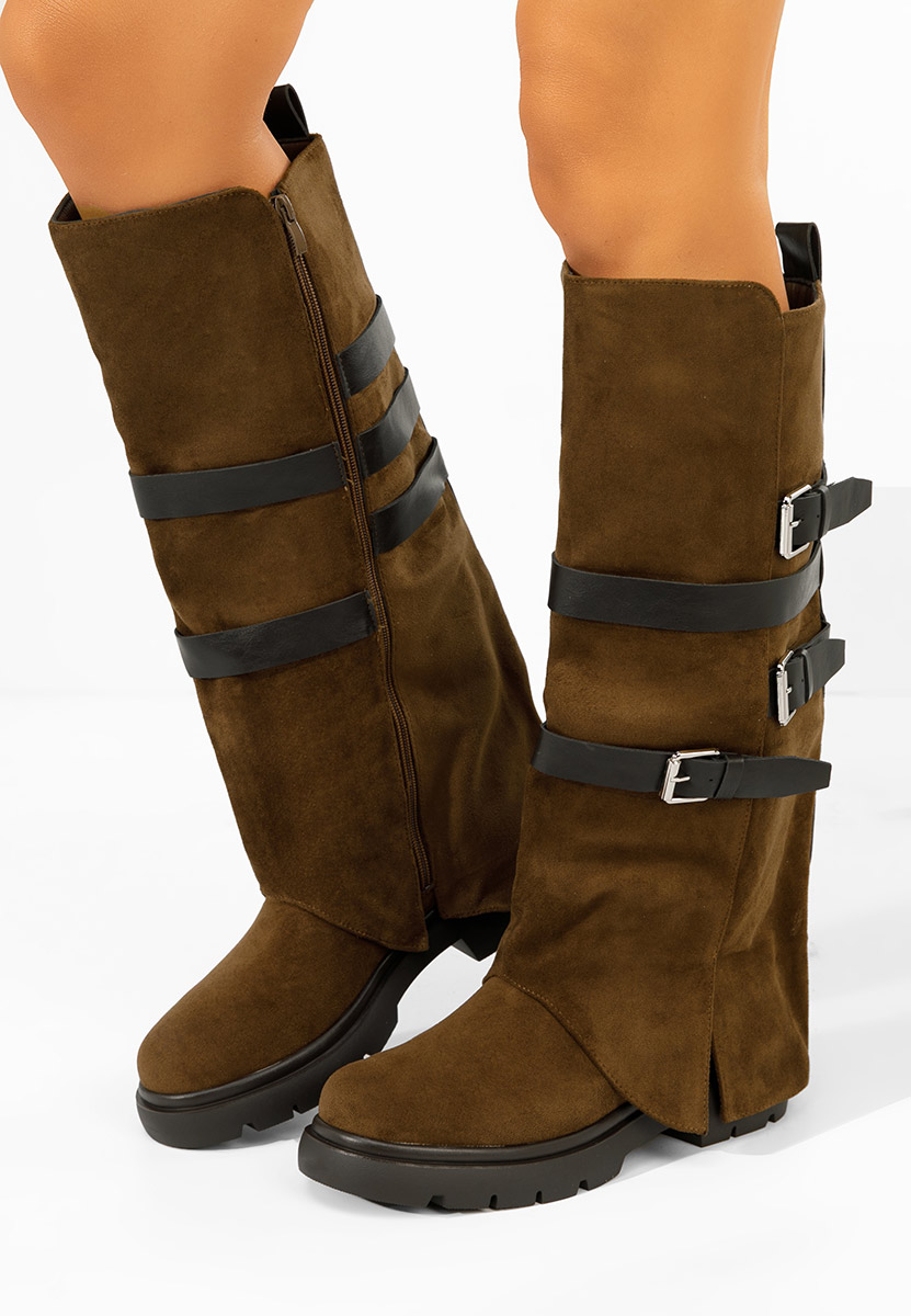 Hnedé dámské nízké kozačky Rovira