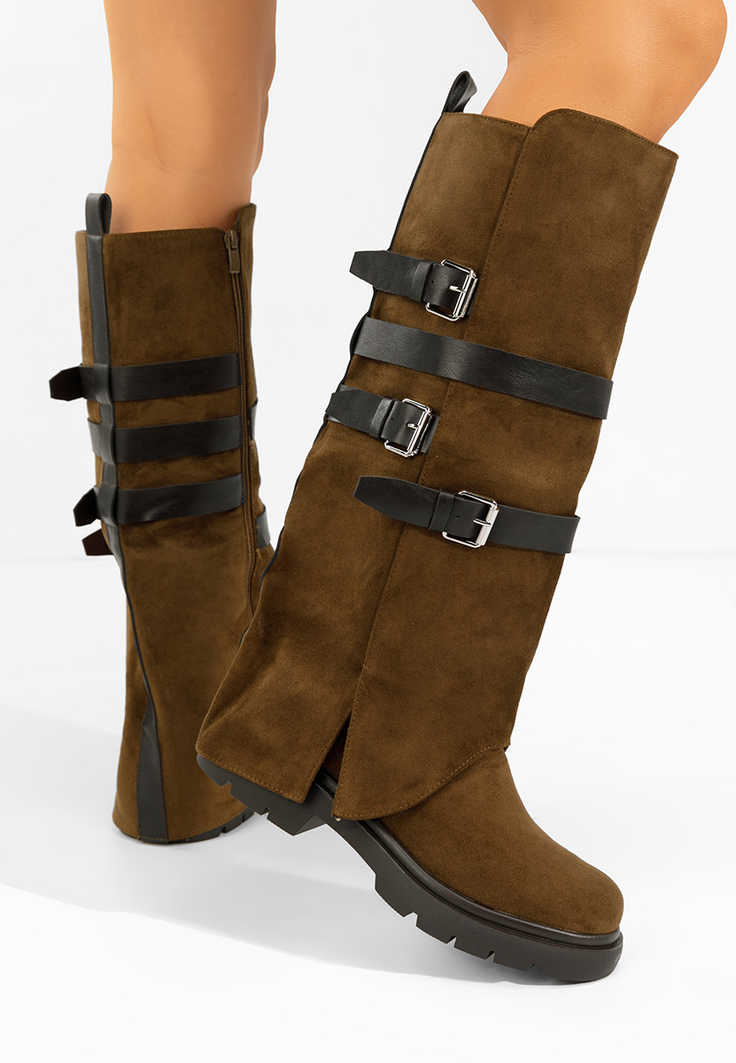 Hnedé dámské nízké kozačky Rovira