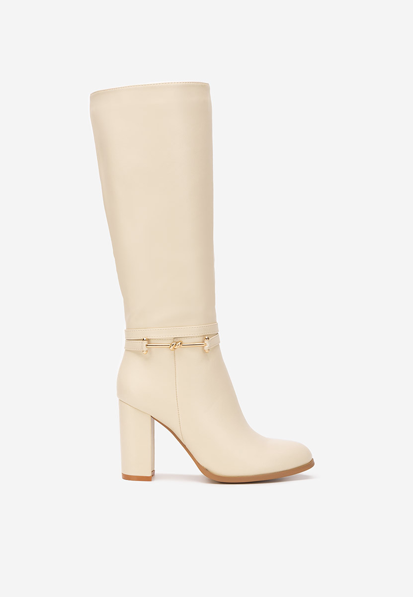 Béžové kozačky na podpatku Dresara