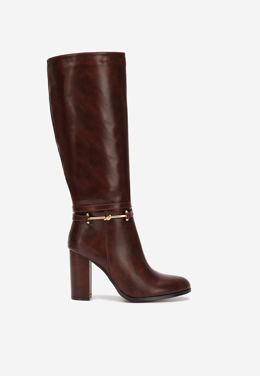 Bordové kozačky na podpatku Dresara