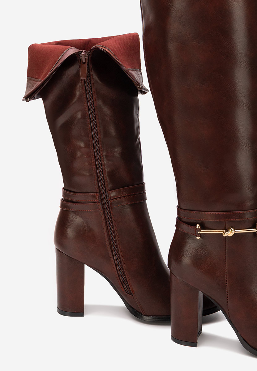 Bordové kozačky na podpatku Dresara