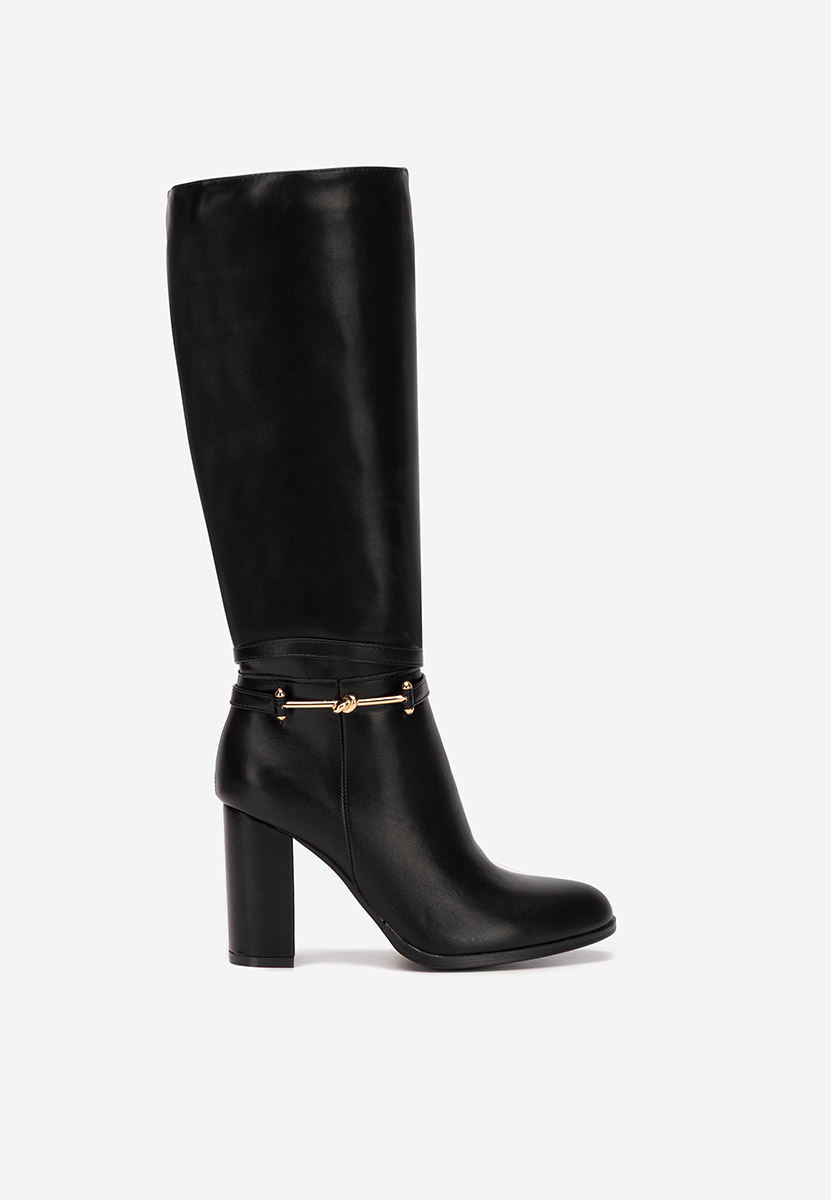 Černé kozačky na podpatku Dresara