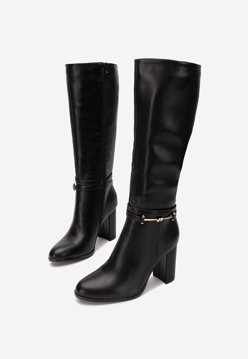 Černé kozačky na podpatku Dresara