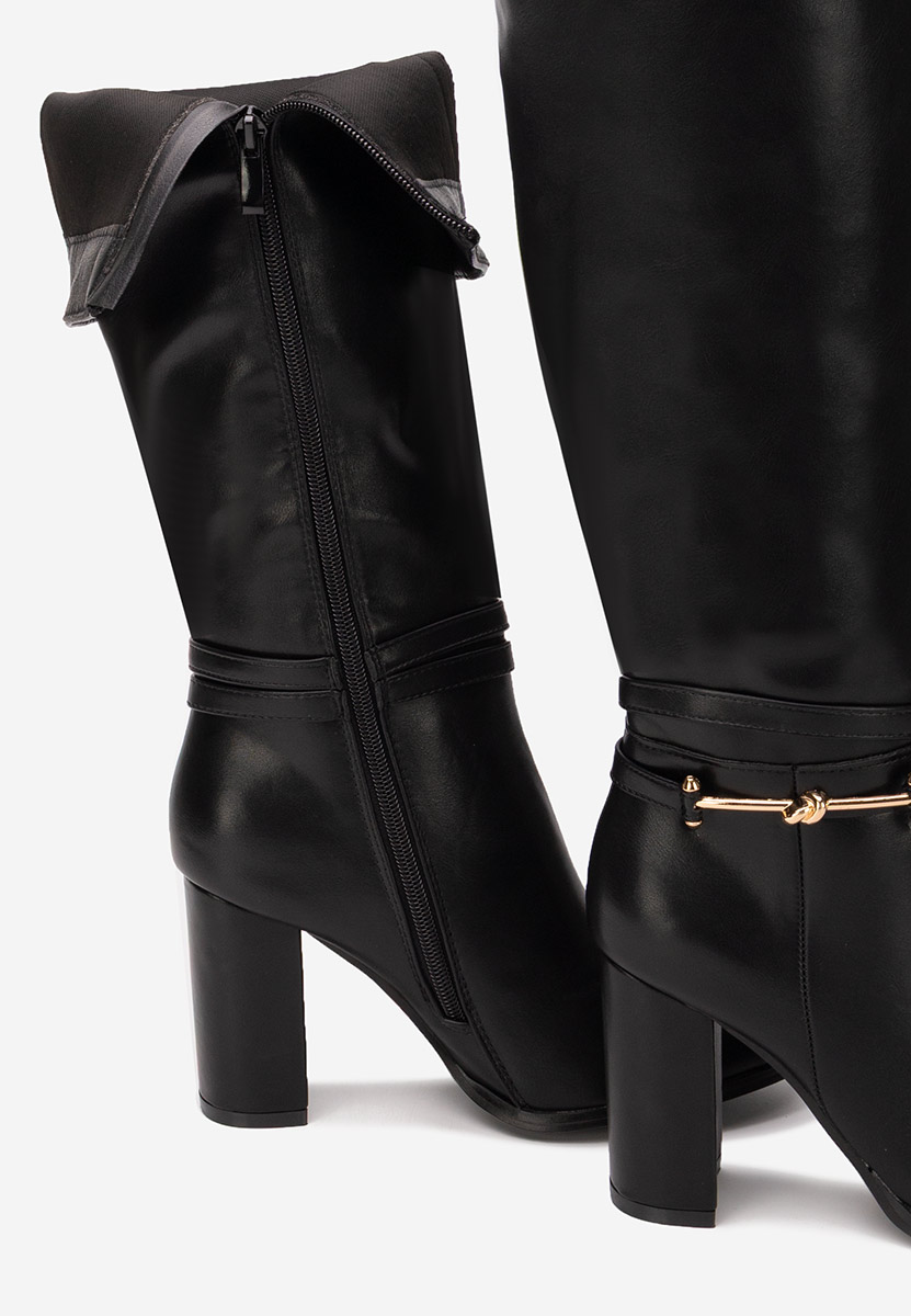 Černé kozačky na podpatku Dresara