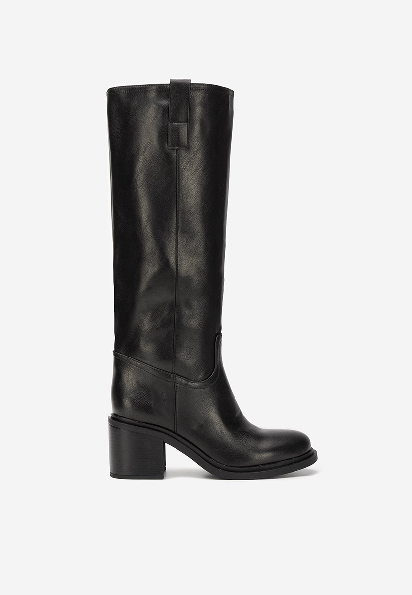 Černé kozačky na podpatku Jasara