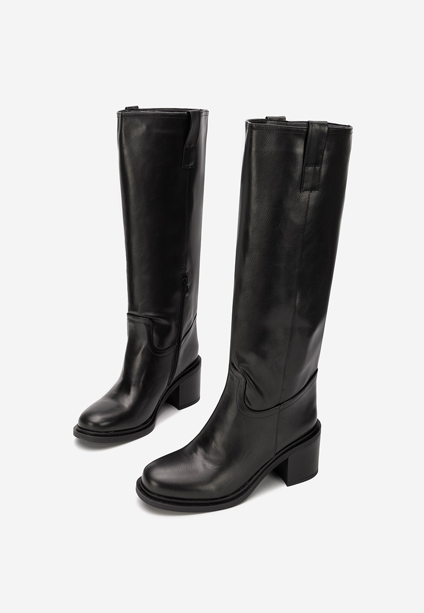 Černé kozačky na podpatku Jasara