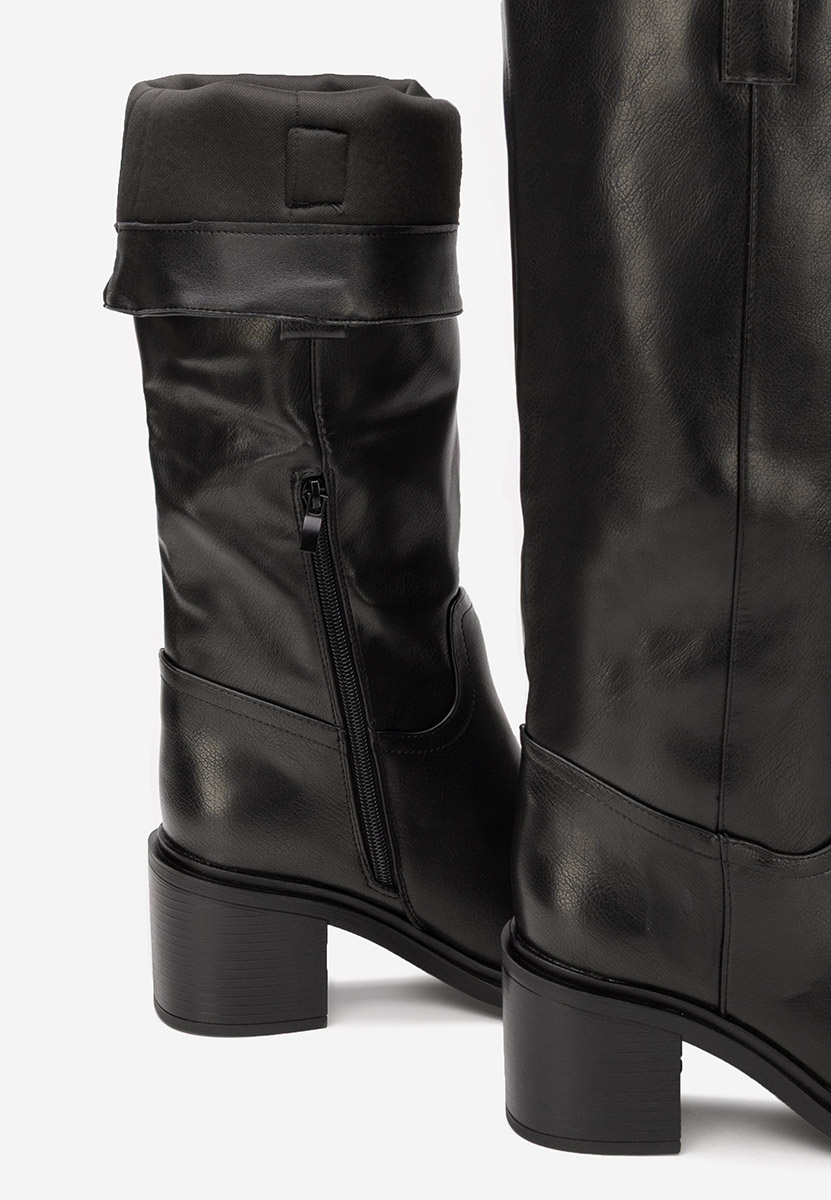 Černé kozačky na podpatku Jasara