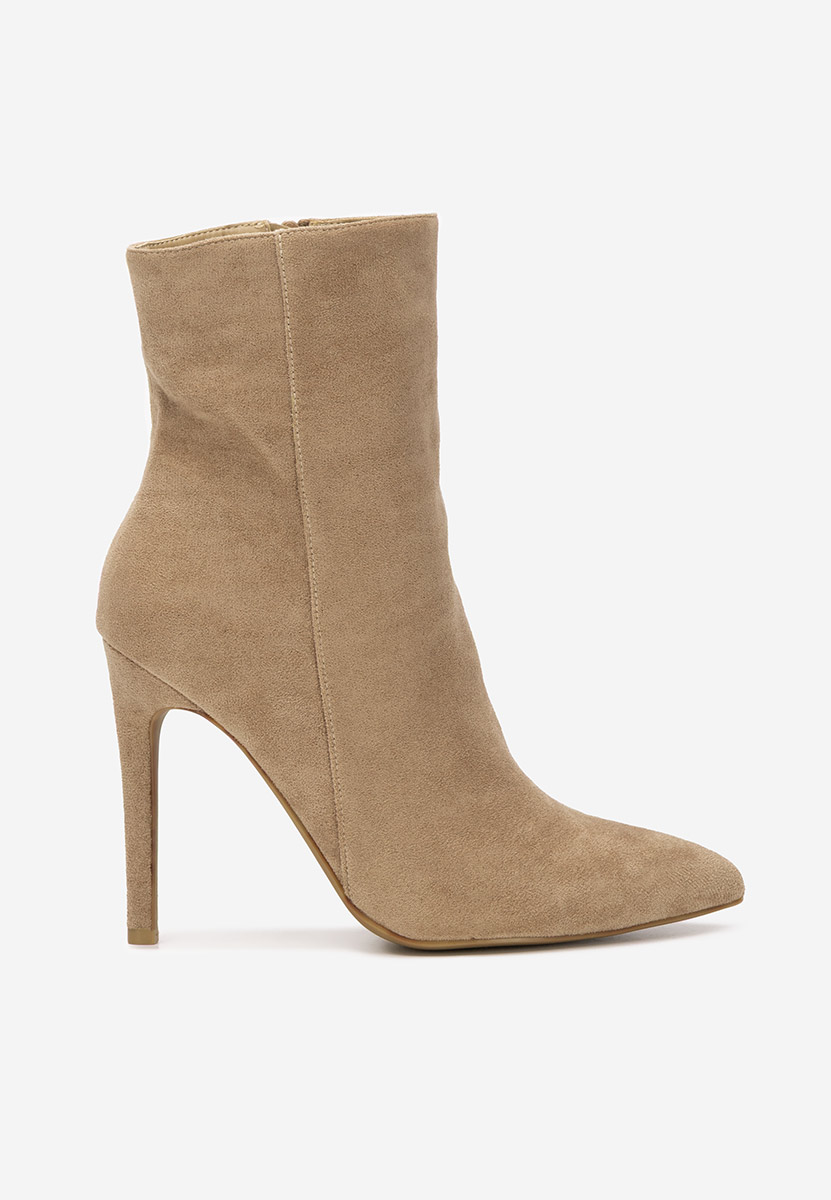 Khaki kotníkové boty na vysokém podpatku Cendria