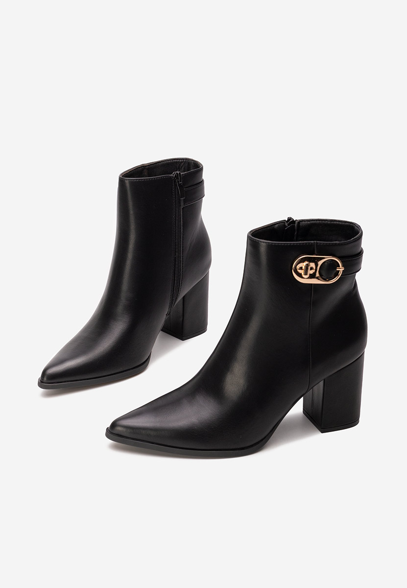 Černé kotníkové boty na podpatku Rovina