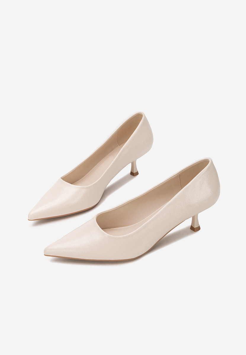 Béžové lodičky na nízkém podpatku Dianela