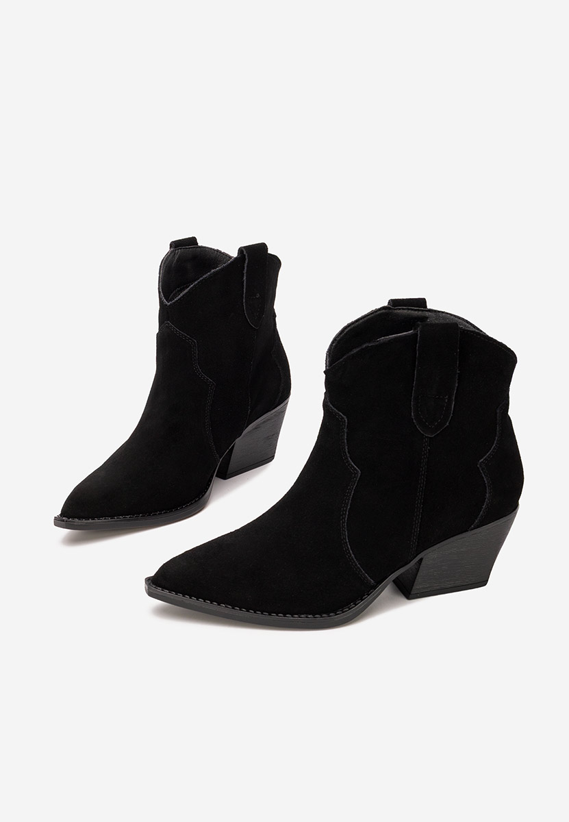 Černé kotníkové boty cowboy Glavira