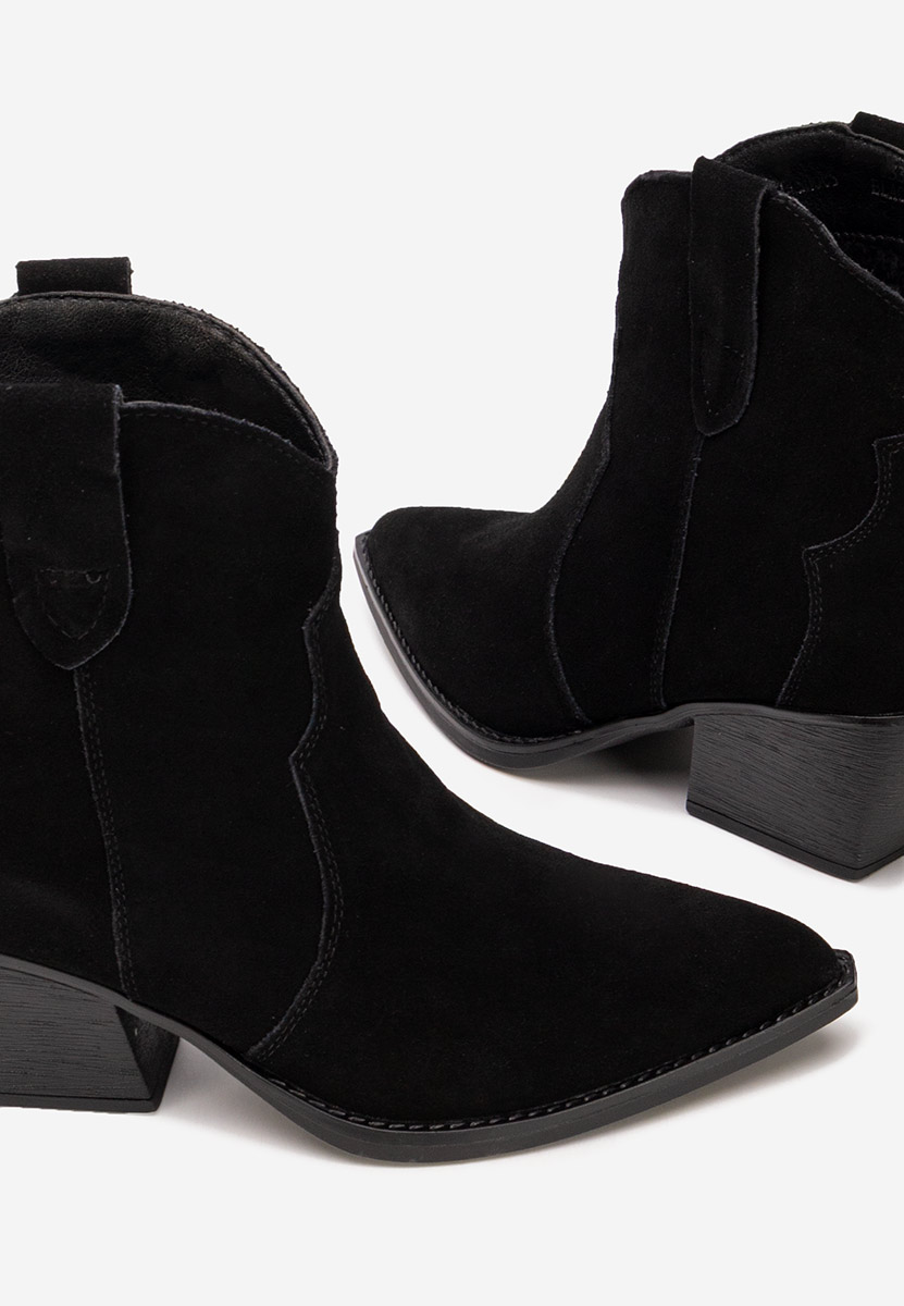 Černé kotníkové boty cowboy Glavira