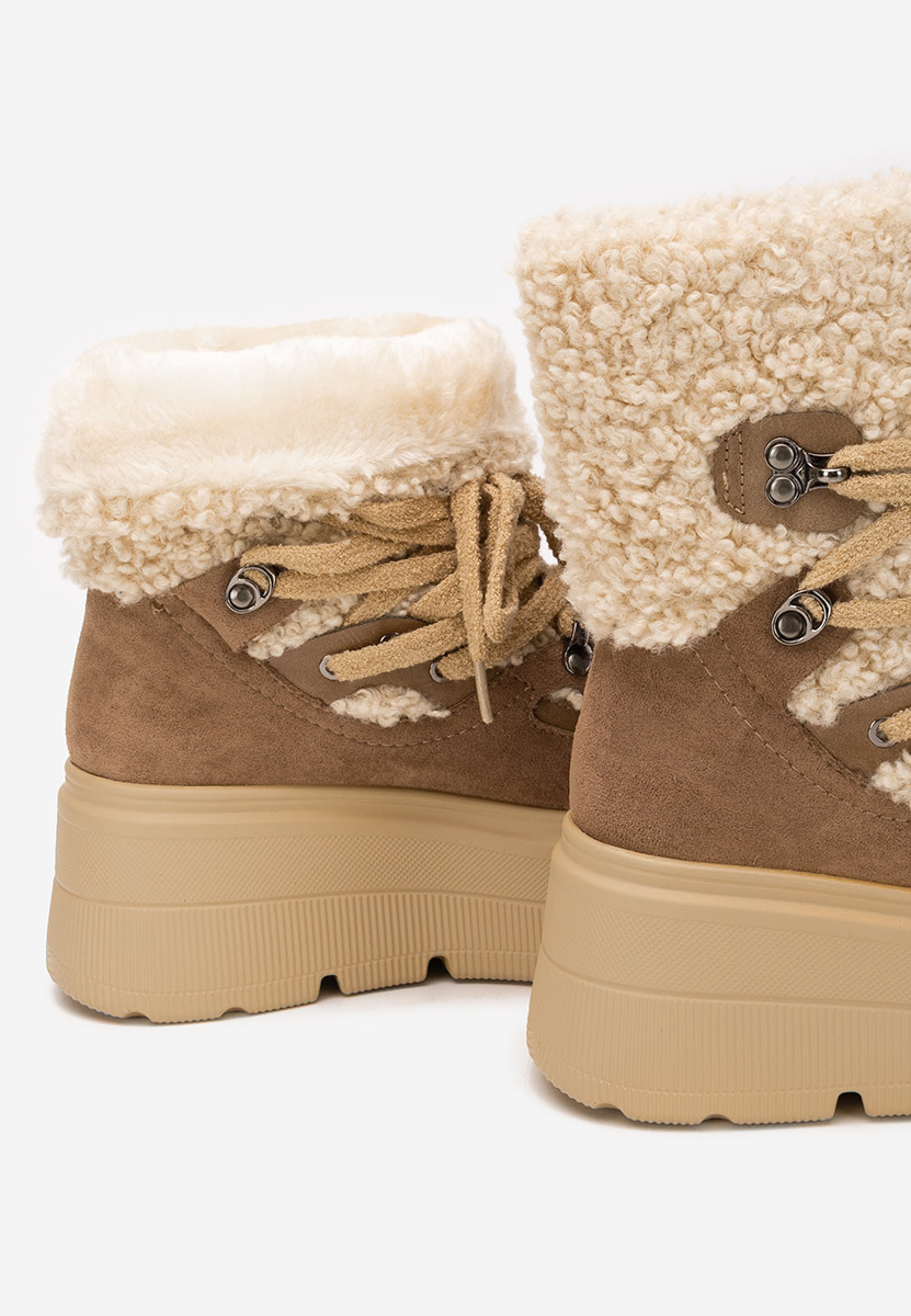 Béžové členkové čižmy na platforme Norelia