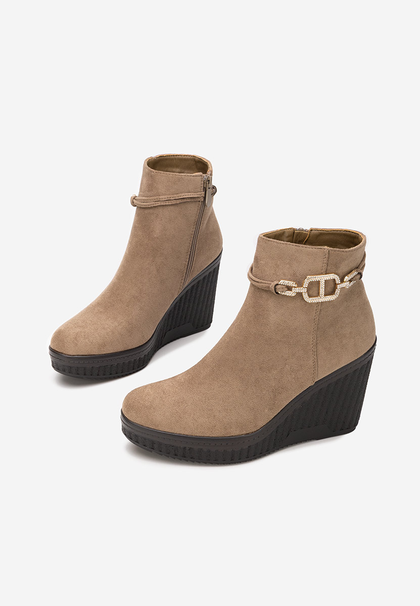 Khaki kotníkové boty na klínku Charlet V3