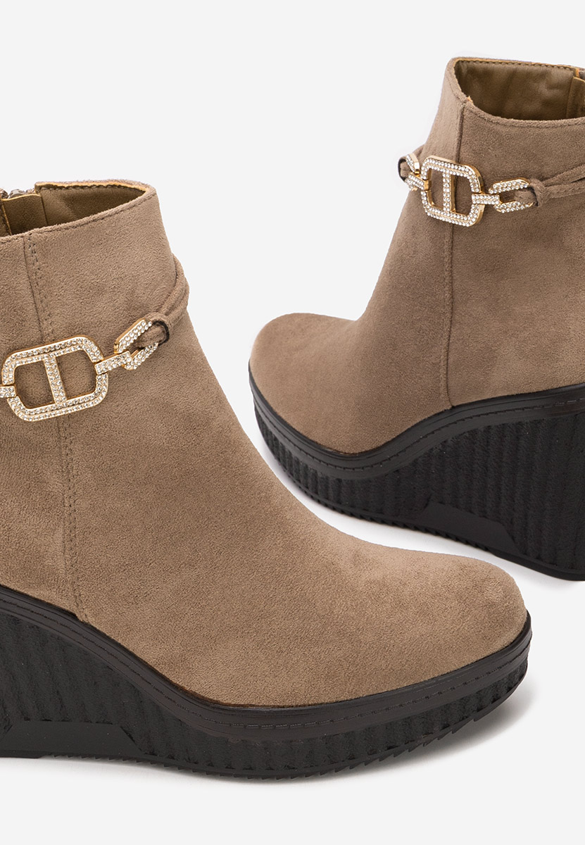 Khaki kotníkové boty na klínku Charlet V3