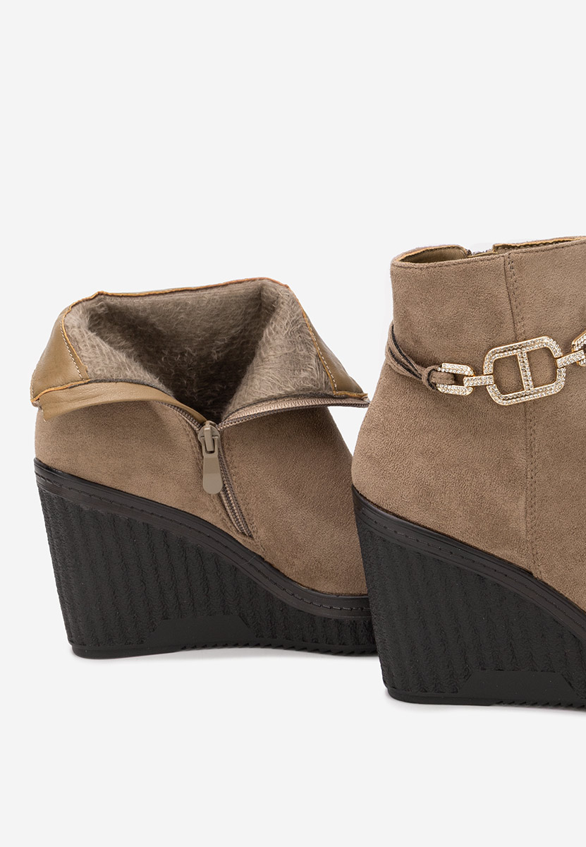 Khaki kotníkové boty na klínku Charlet V3