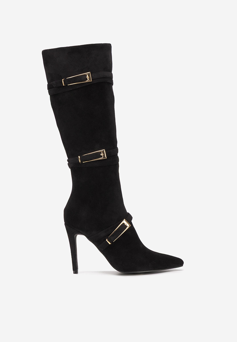 Černé kozačky na jehlovém podpatku Ernesia