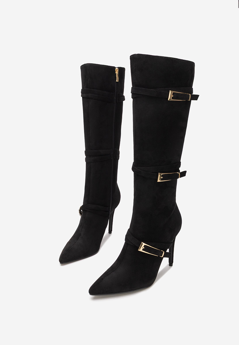 Černé kozačky na jehlovém podpatku Ernesia