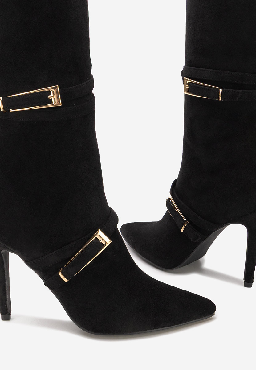 Černé kozačky na jehlovém podpatku Ernesia