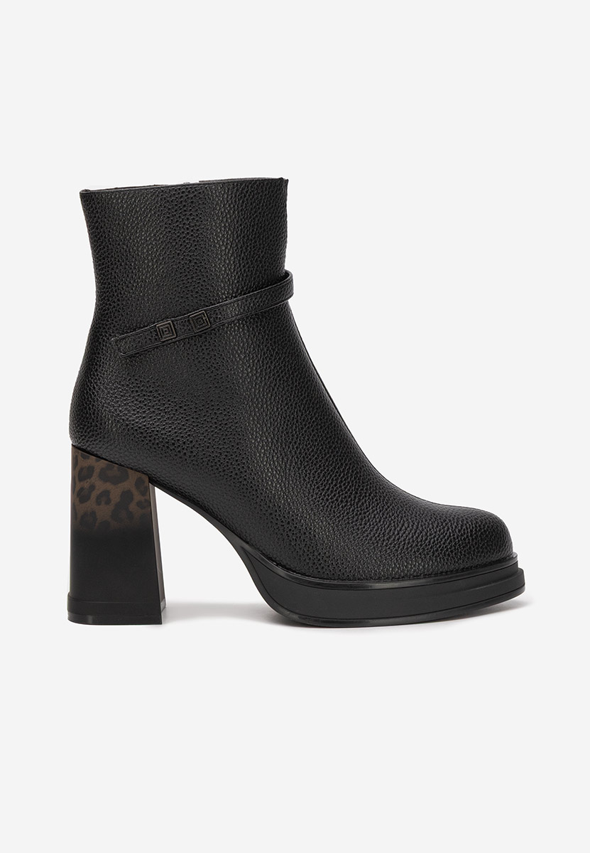 Černé kotníkové boty na podpatku Rannia