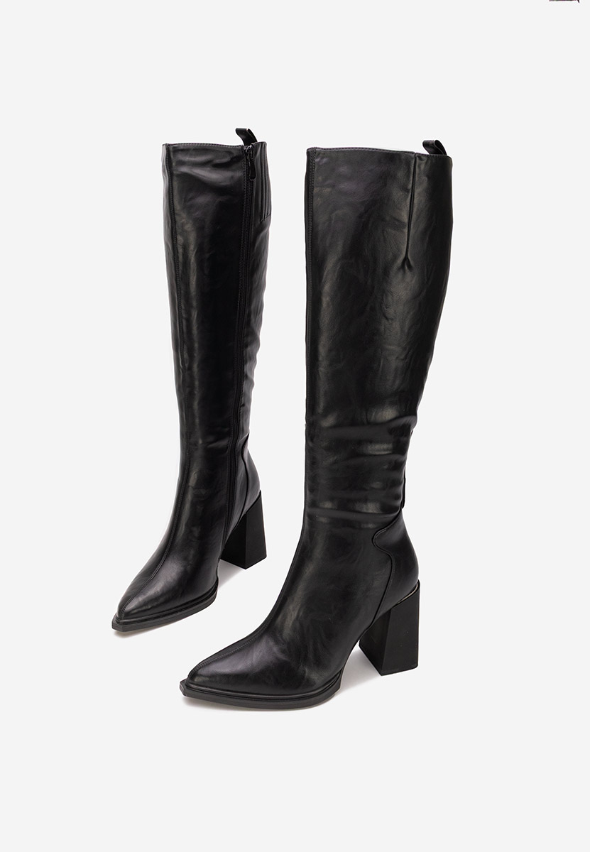 Černé kozačky na podpatku Ricardia