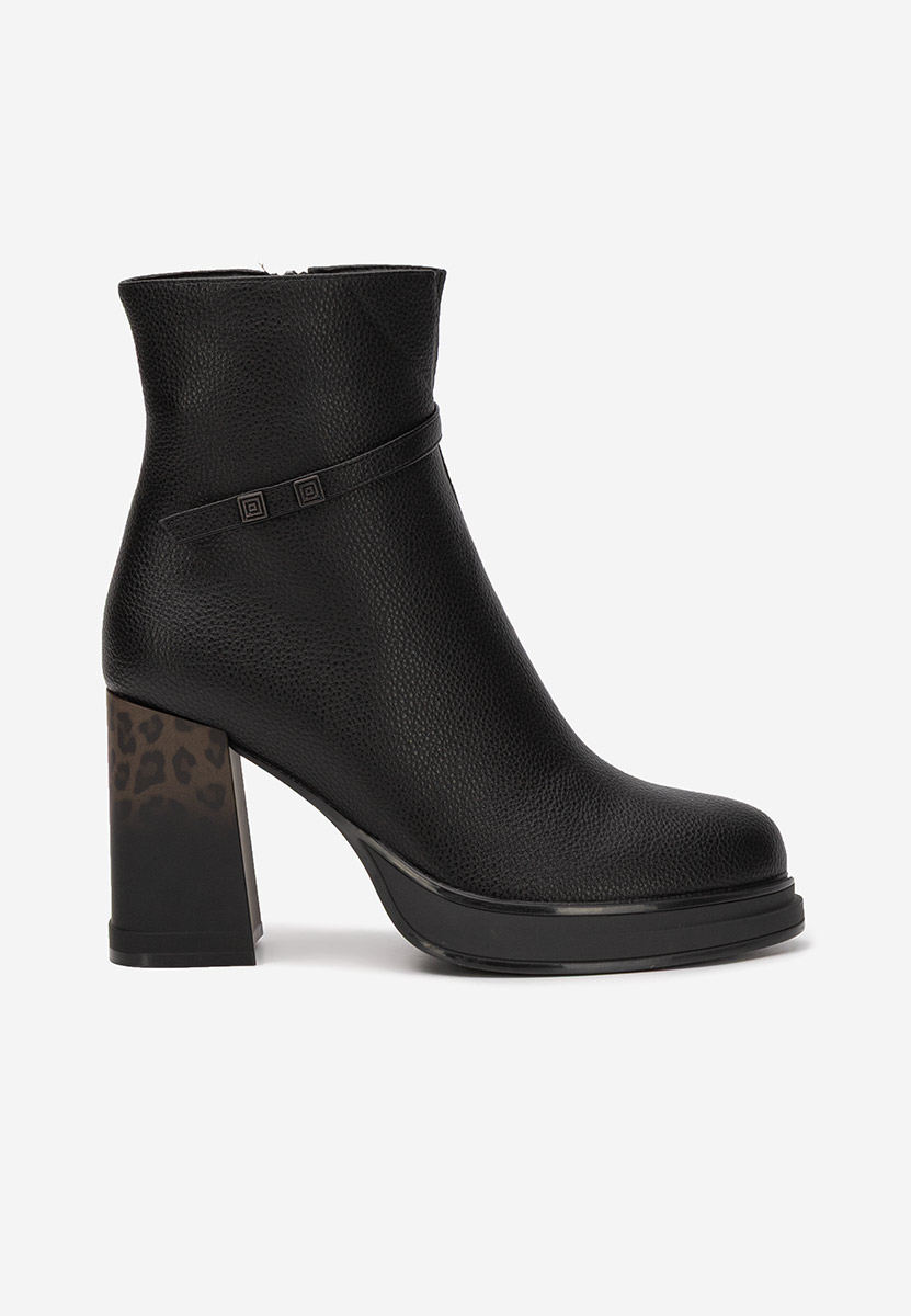 Černé kotníkové boty na podpatku Rannia V2