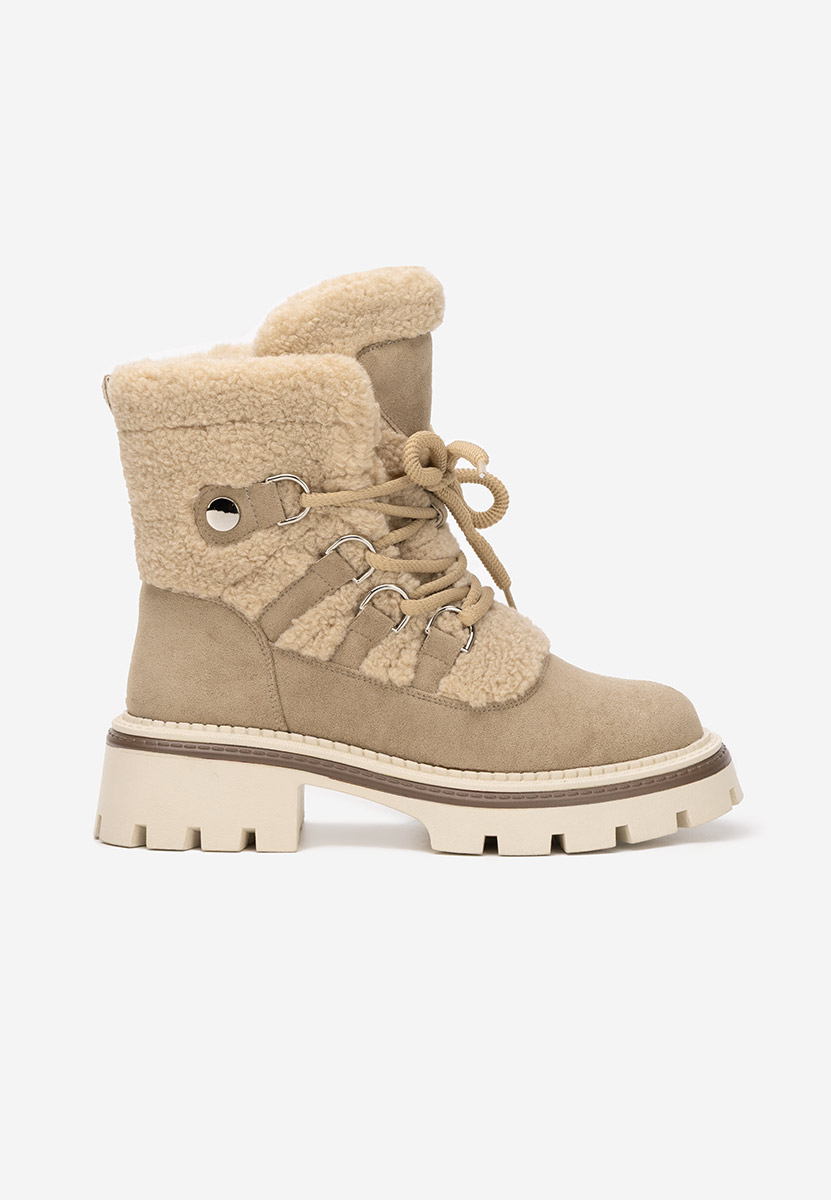 Khaki kotníkové zimní boty Kalindra