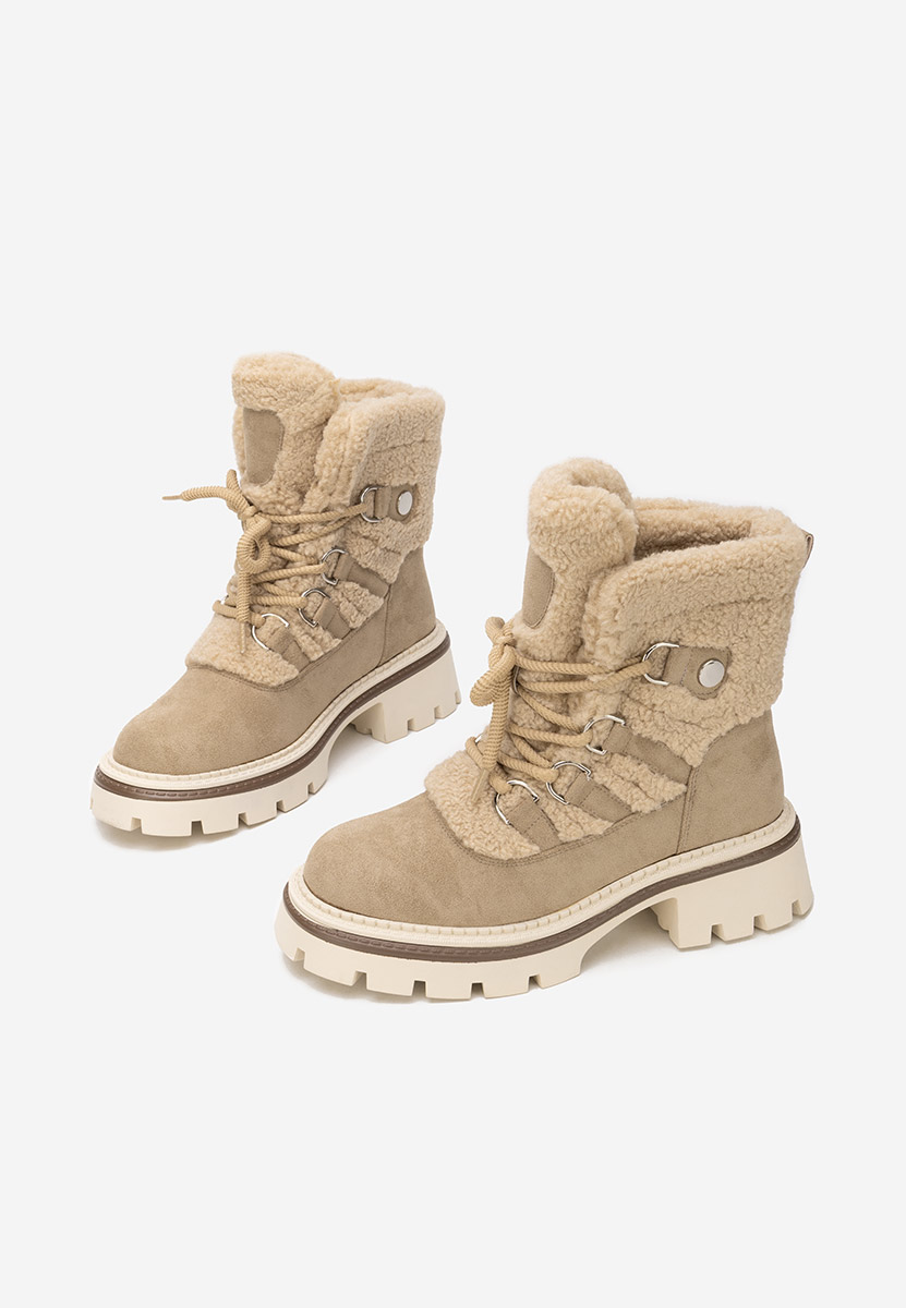 Khaki kotníkové zimní boty Kalindra