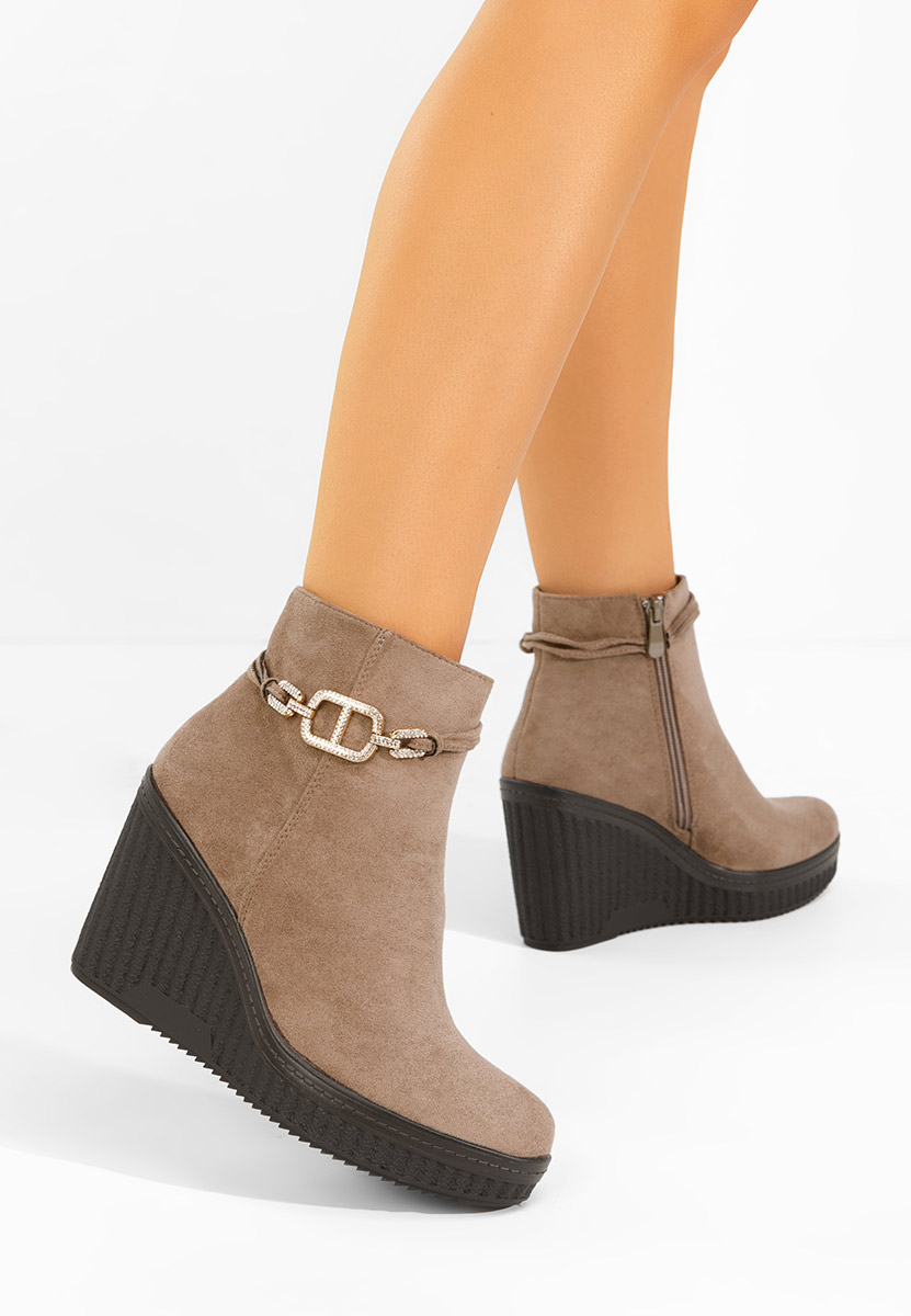 Khaki kotníkové boty na klínku Charlet V3