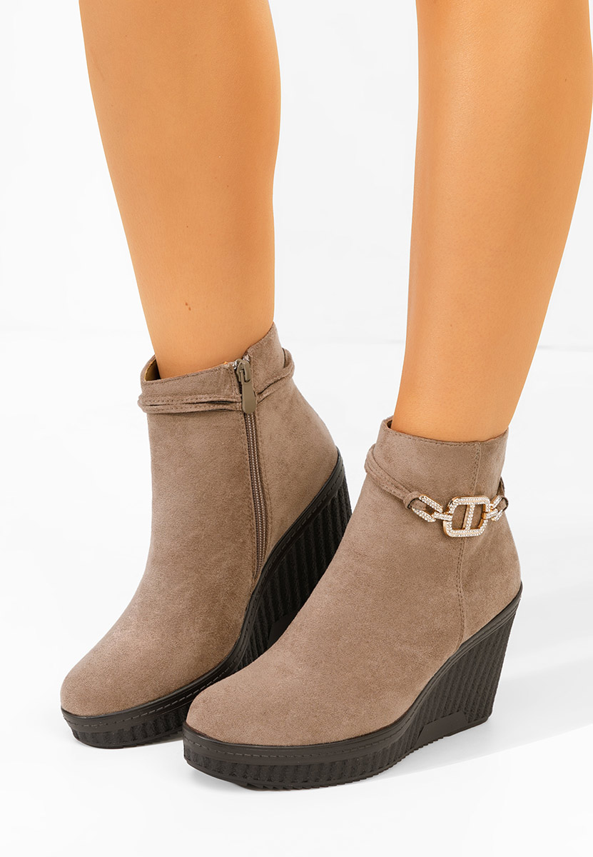 Khaki kotníkové boty na klínku Charlet V3