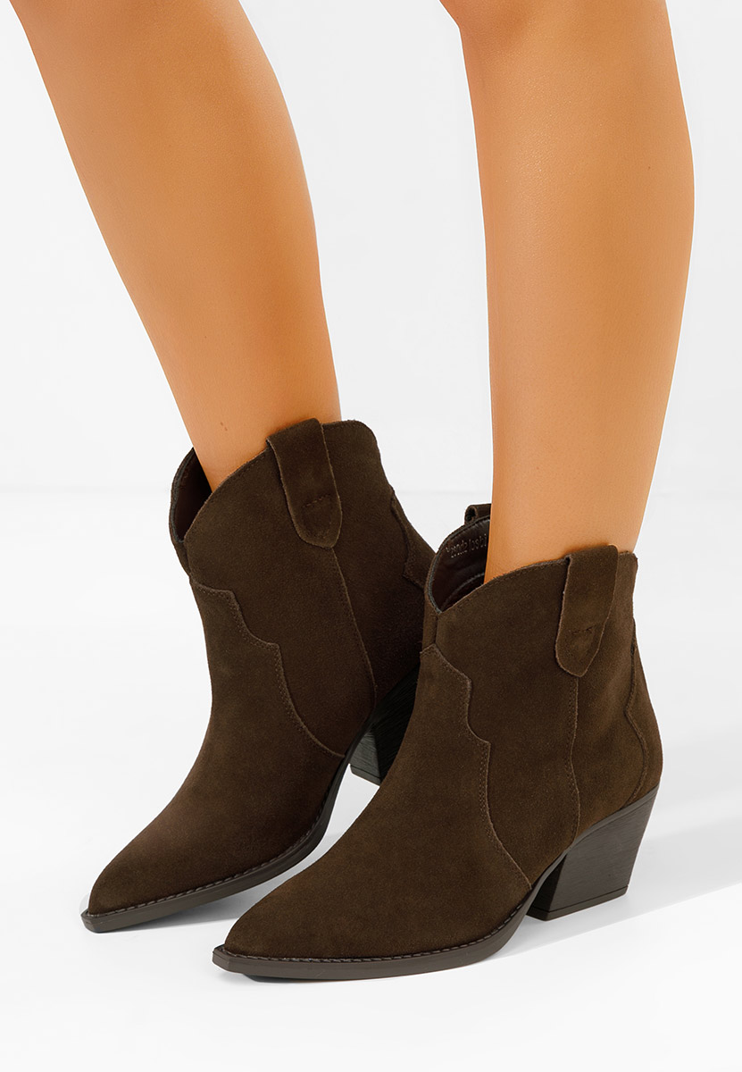 Hnedé kotníkové boty cowboy Glavira