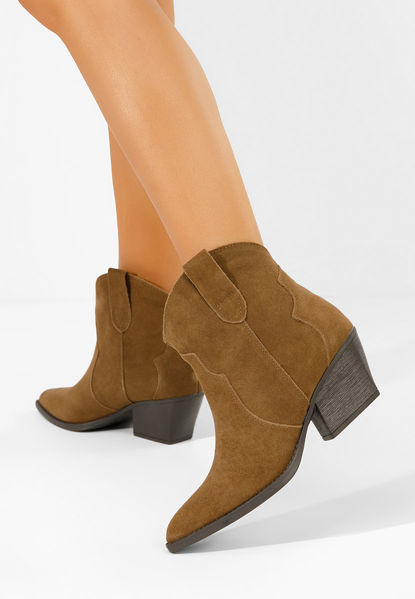 Camelové kotníkové boty cowboy Glavira