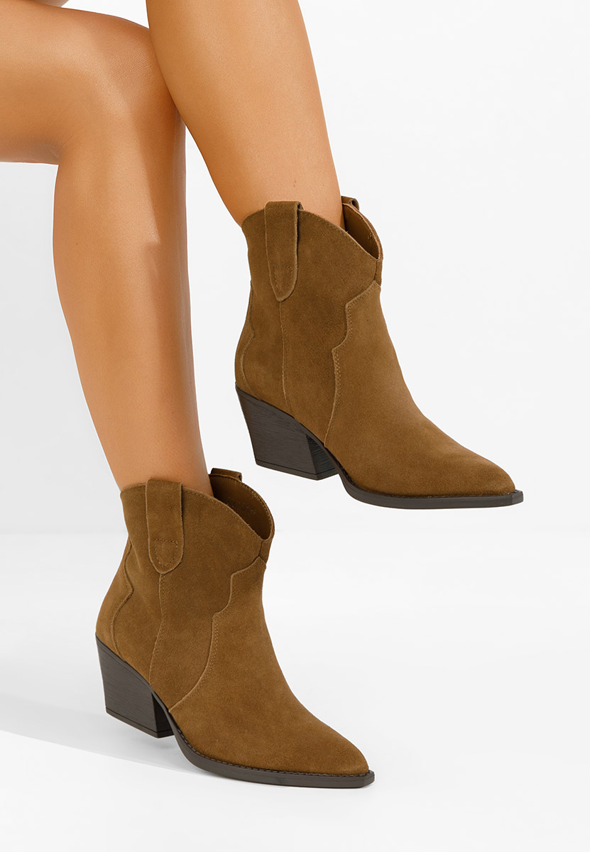 Camelové kotníkové boty cowboy Glavira