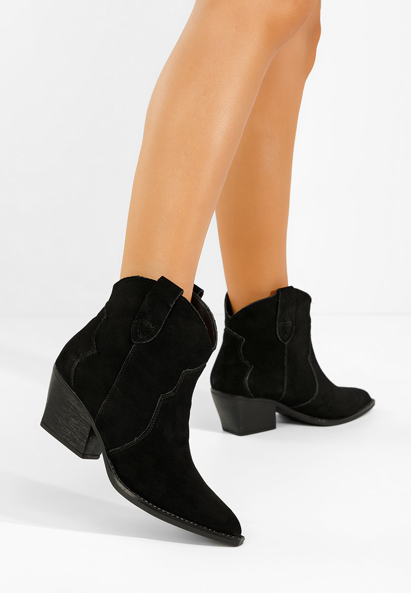 Černé kotníkové boty cowboy Glavira