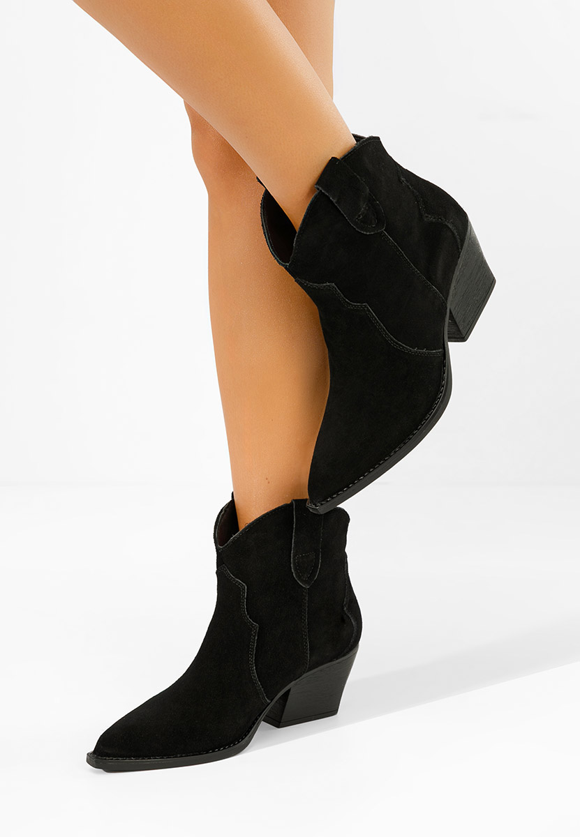 Černé kotníkové boty cowboy Glavira