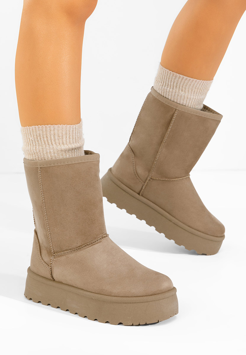 Khaki dámské válenky na platformě Luisana