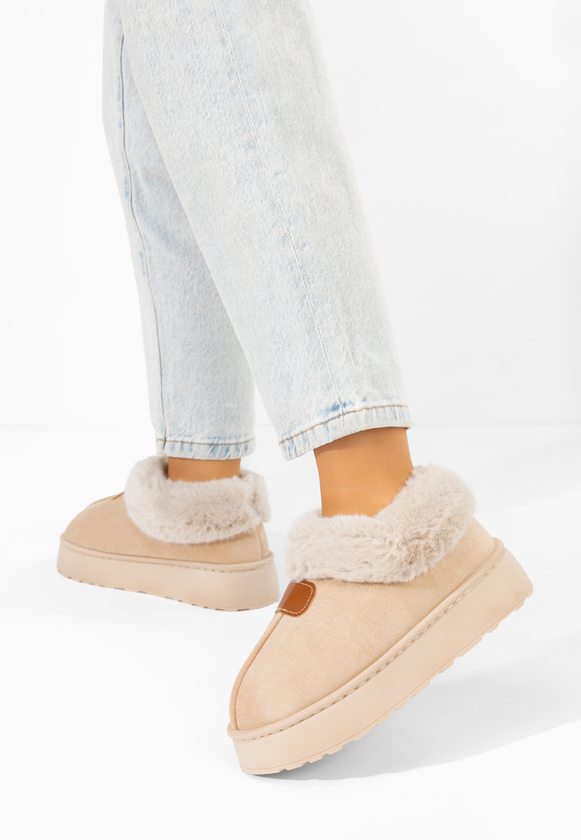 Béžové členkové čižmy na platforme Elarva