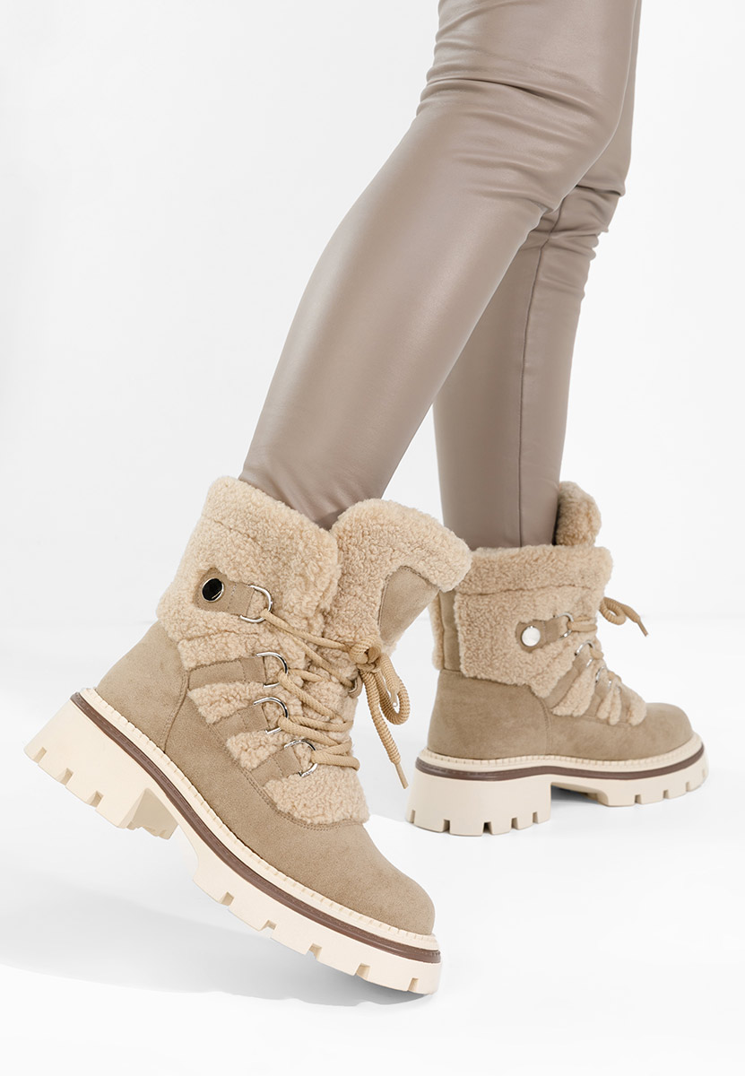 Khaki kotníkové zimní boty Kalindra
